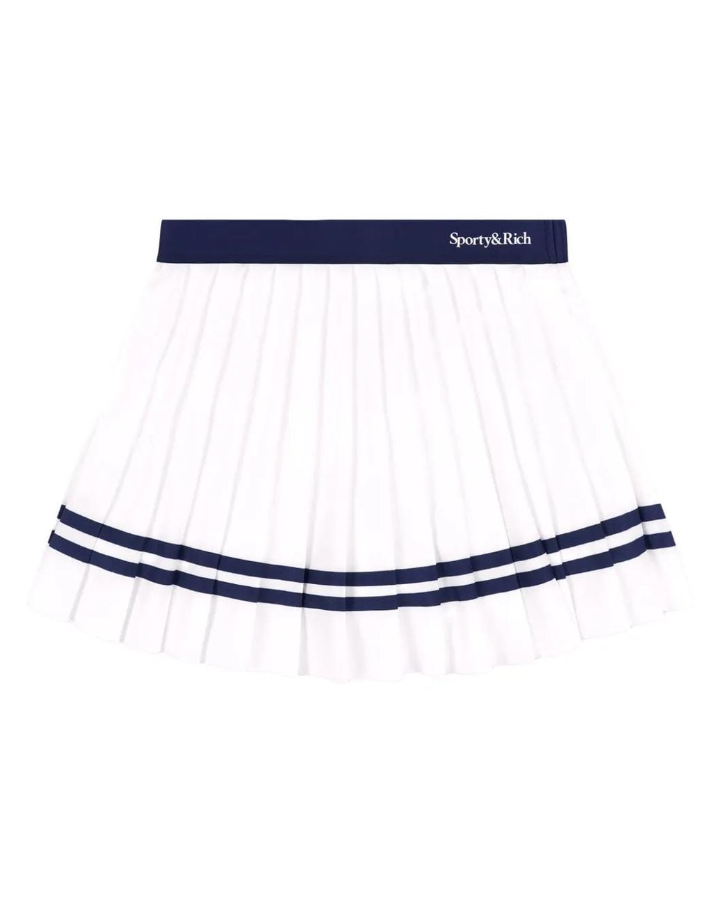 Sporty & Rich Blue Logo-Print Pleated Skirt