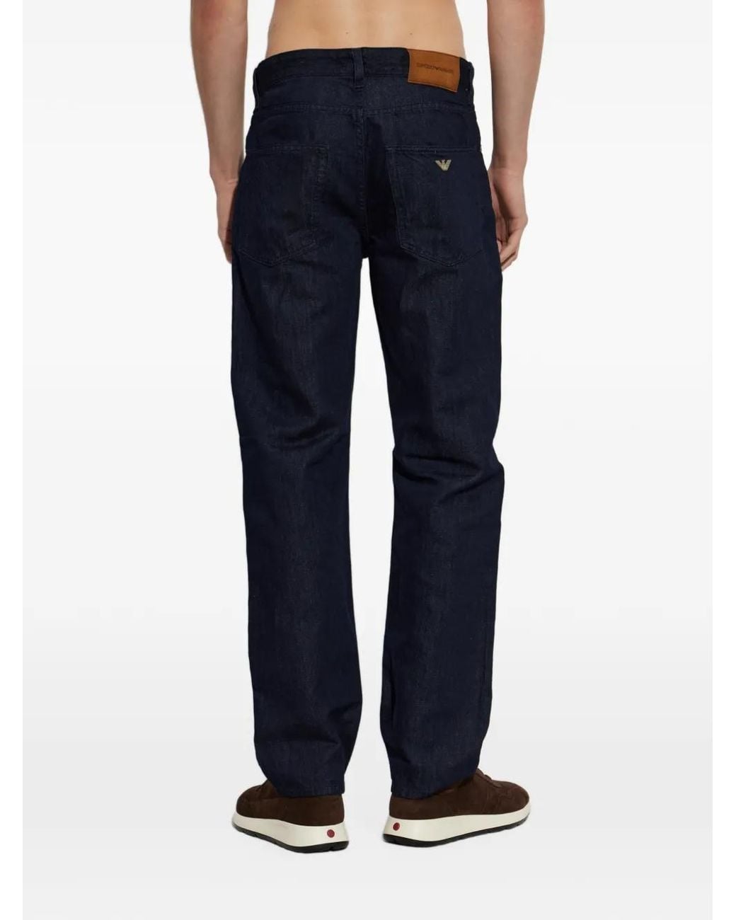 Emporio Armani Blue Five-Pocket Straight-Leg Jeans for men