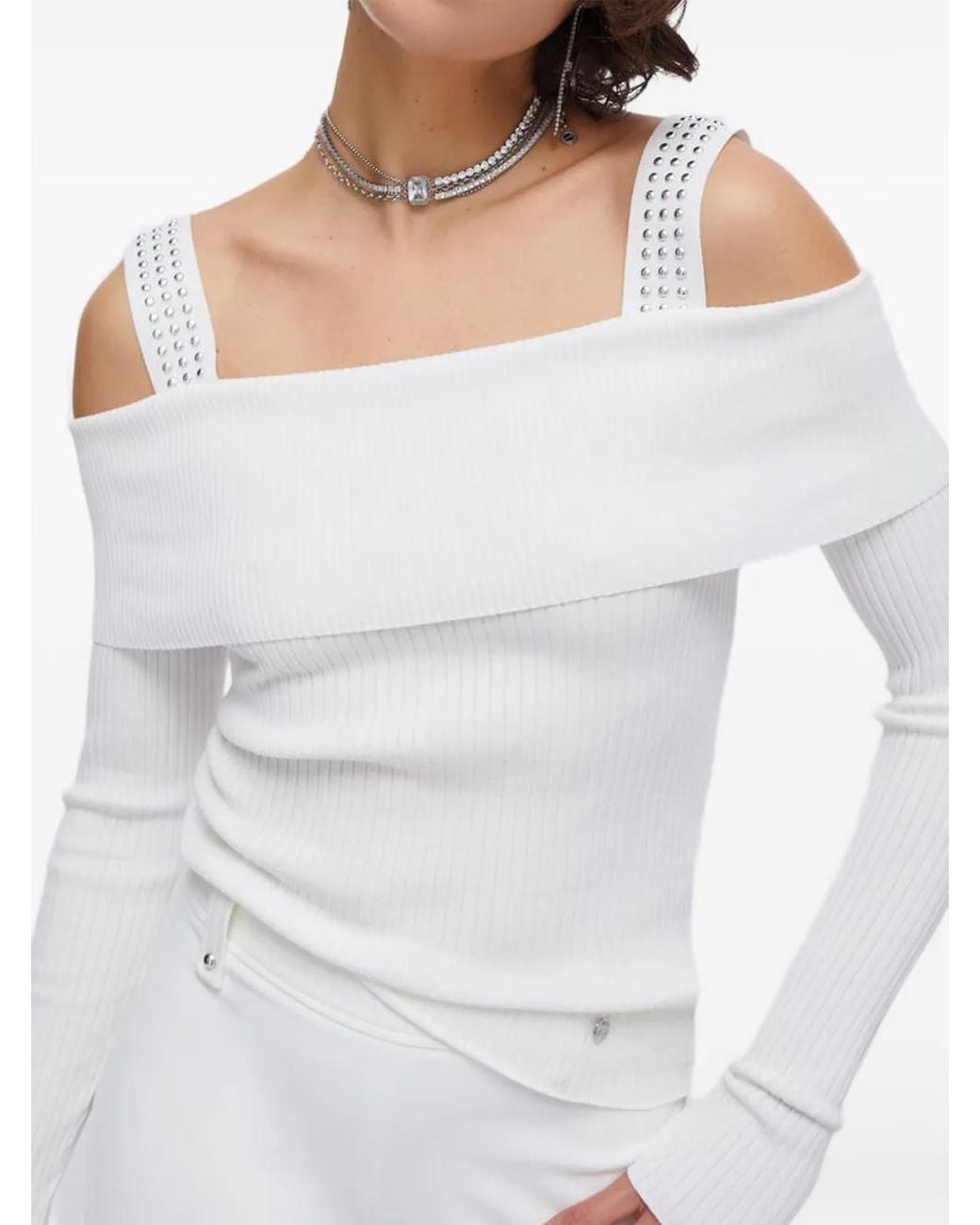 Liu Jo White Sweater With Thumbhole Sleeves