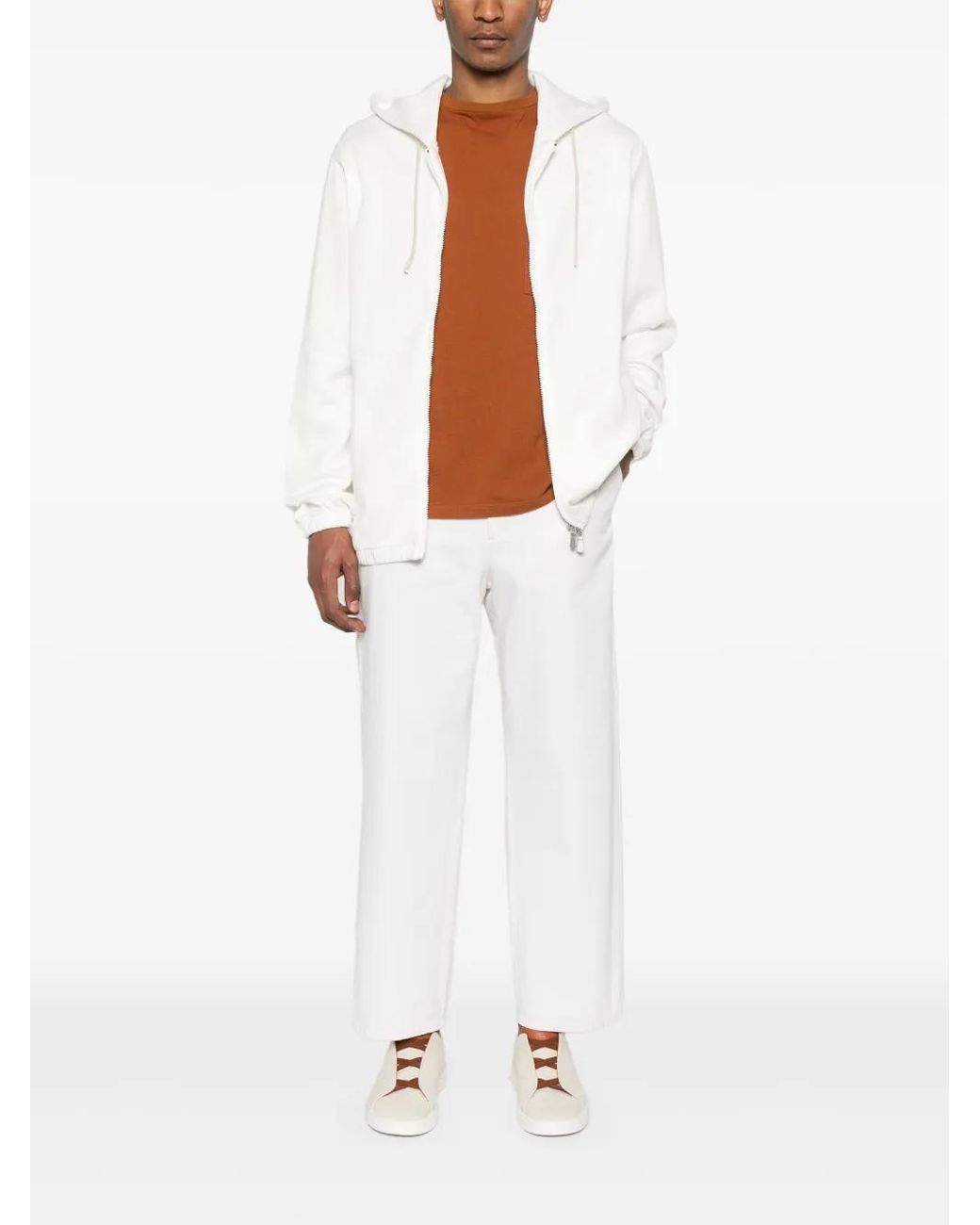Eleventy White Zip-Up Hoodie for men