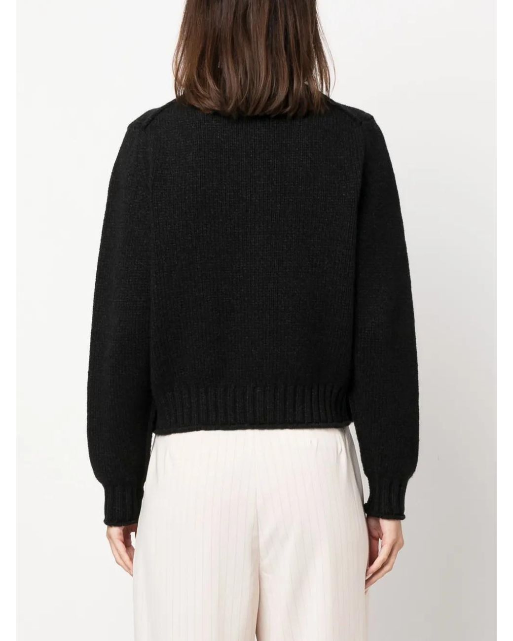 Barrie Black Button-Up Cashmere Cardigan