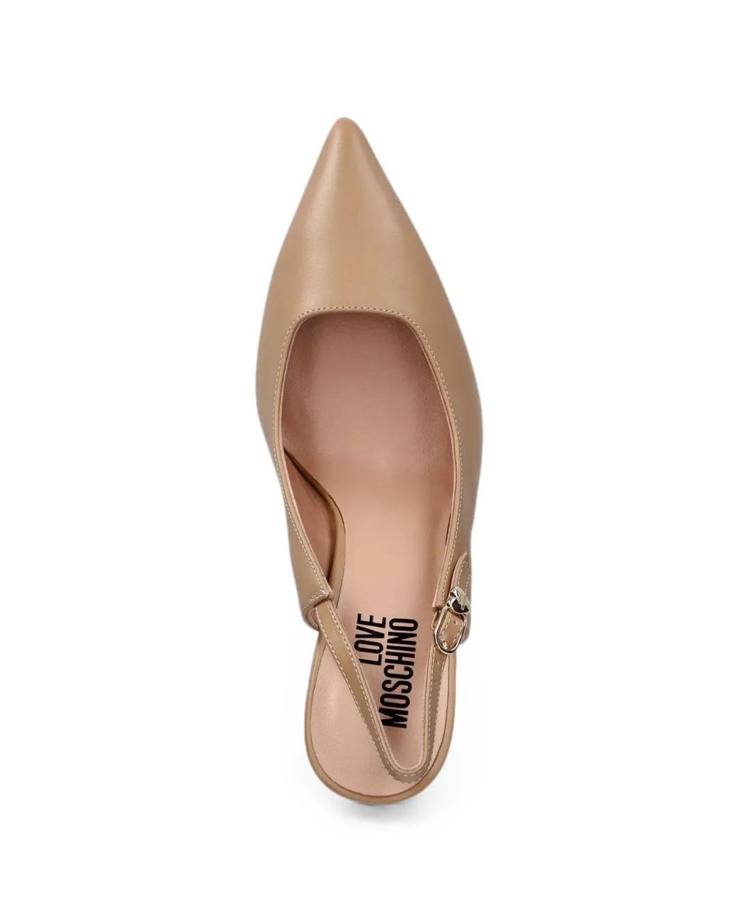 Love Moschino White Pointed-Toe Slingback Pumps