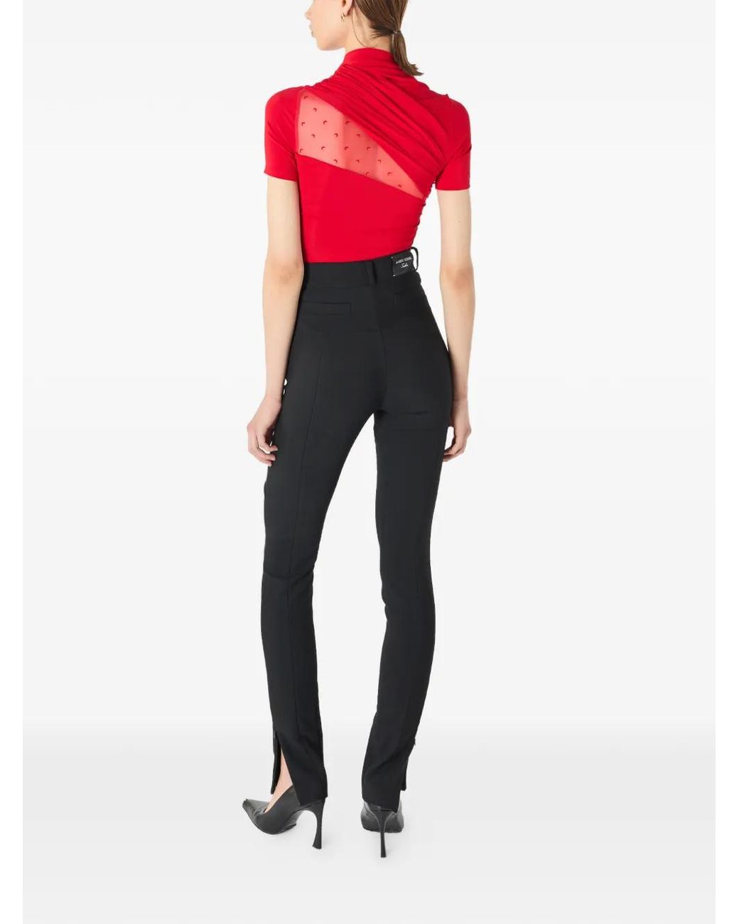 MARINE SERRE Black Tailored Slim-Flim Pants With Sculptural Seam Lines