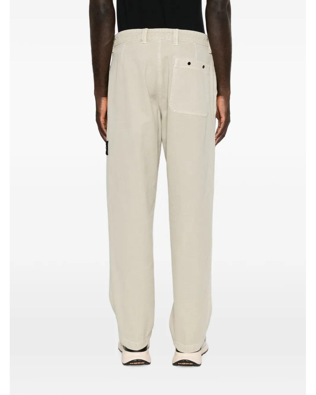 Stone Island White Pantalon Chino À Patch Logo for men
