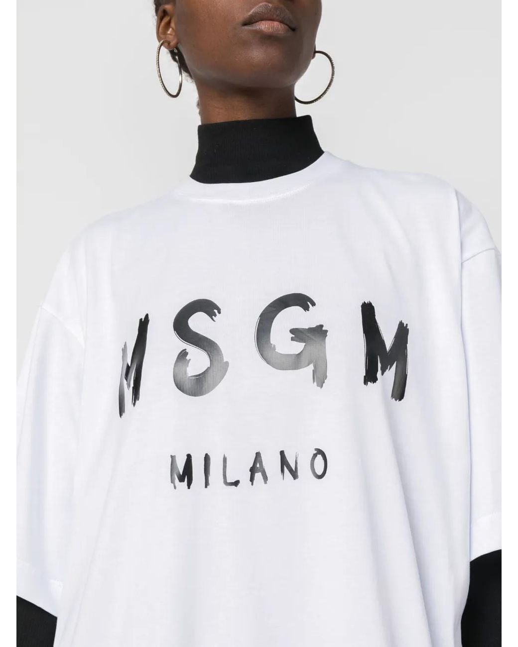 MSGM White Abito Con Logo