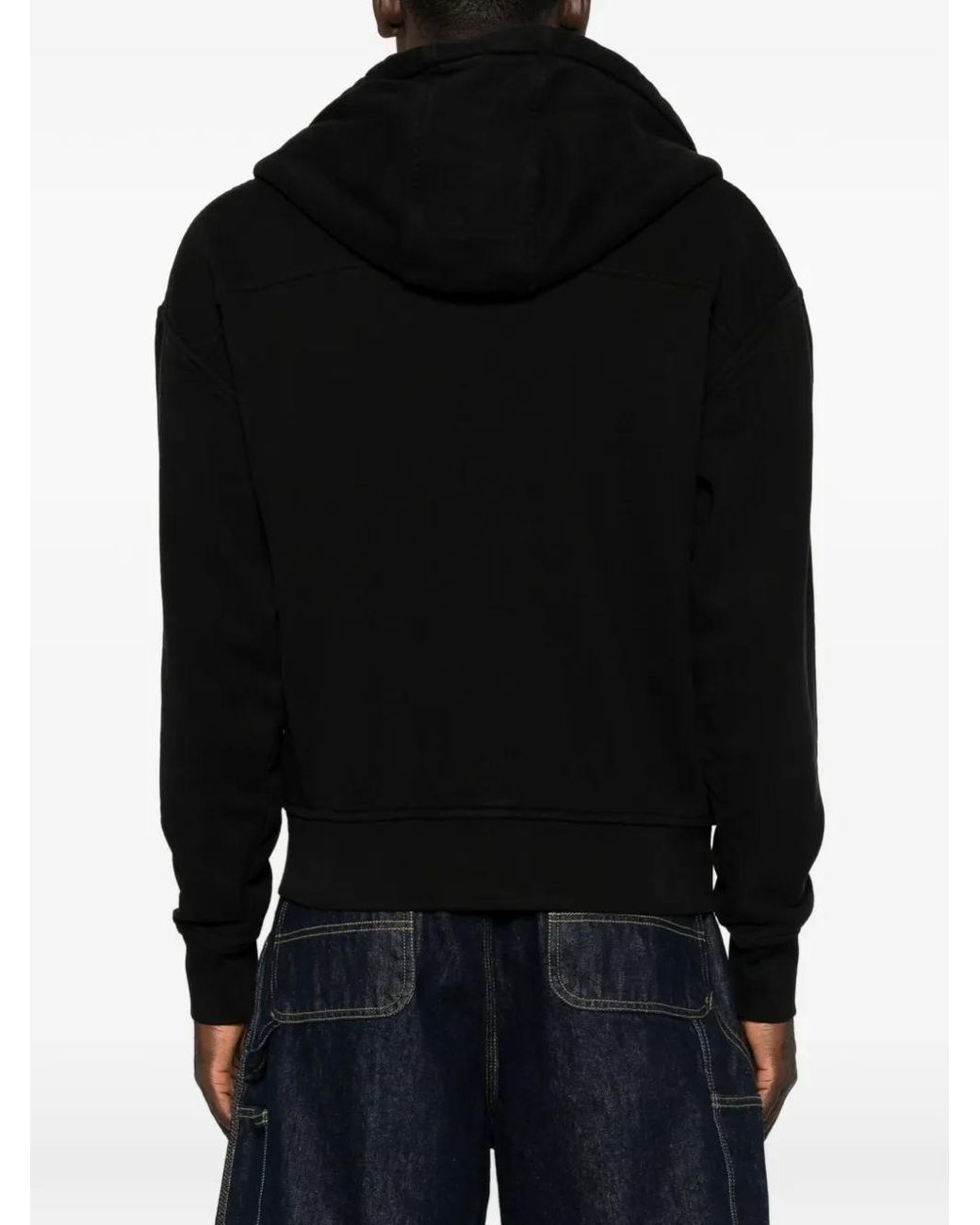 Rhude Black Logo-Embroidered Zip-Up Hoodie for men
