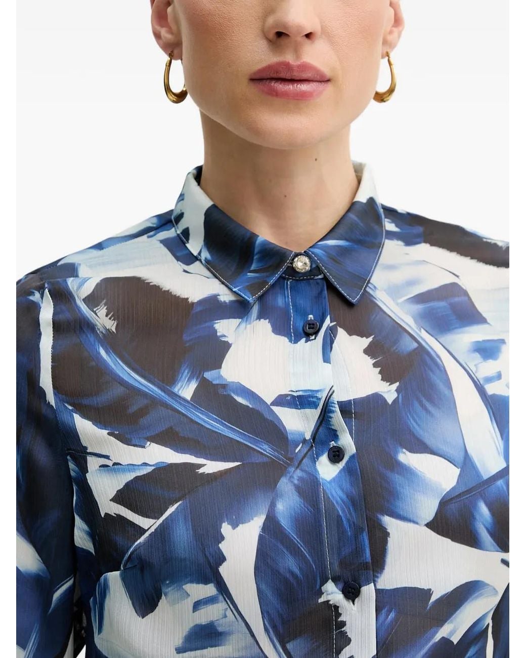 Guess Blue Floral Print Shirt