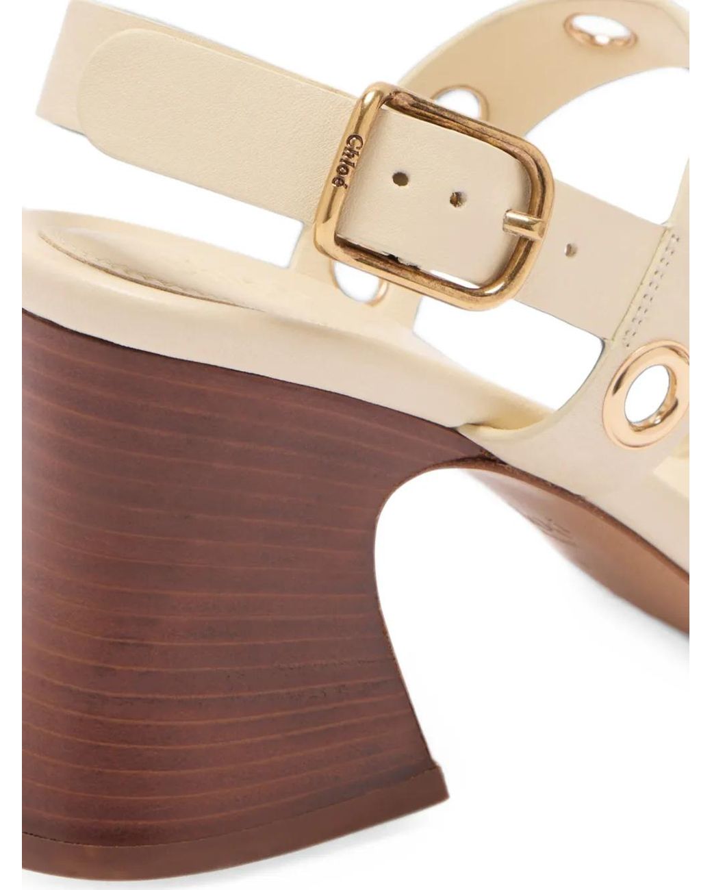 Chloé Natural Eyelet-Embellished Leather Sandals
