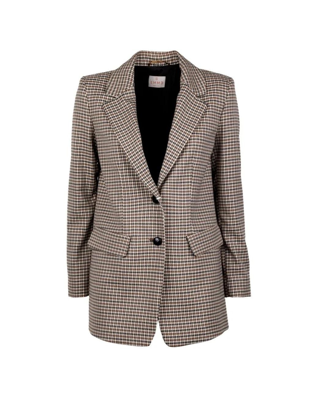 Emme Brown Houndstooth-Pattern Blazer