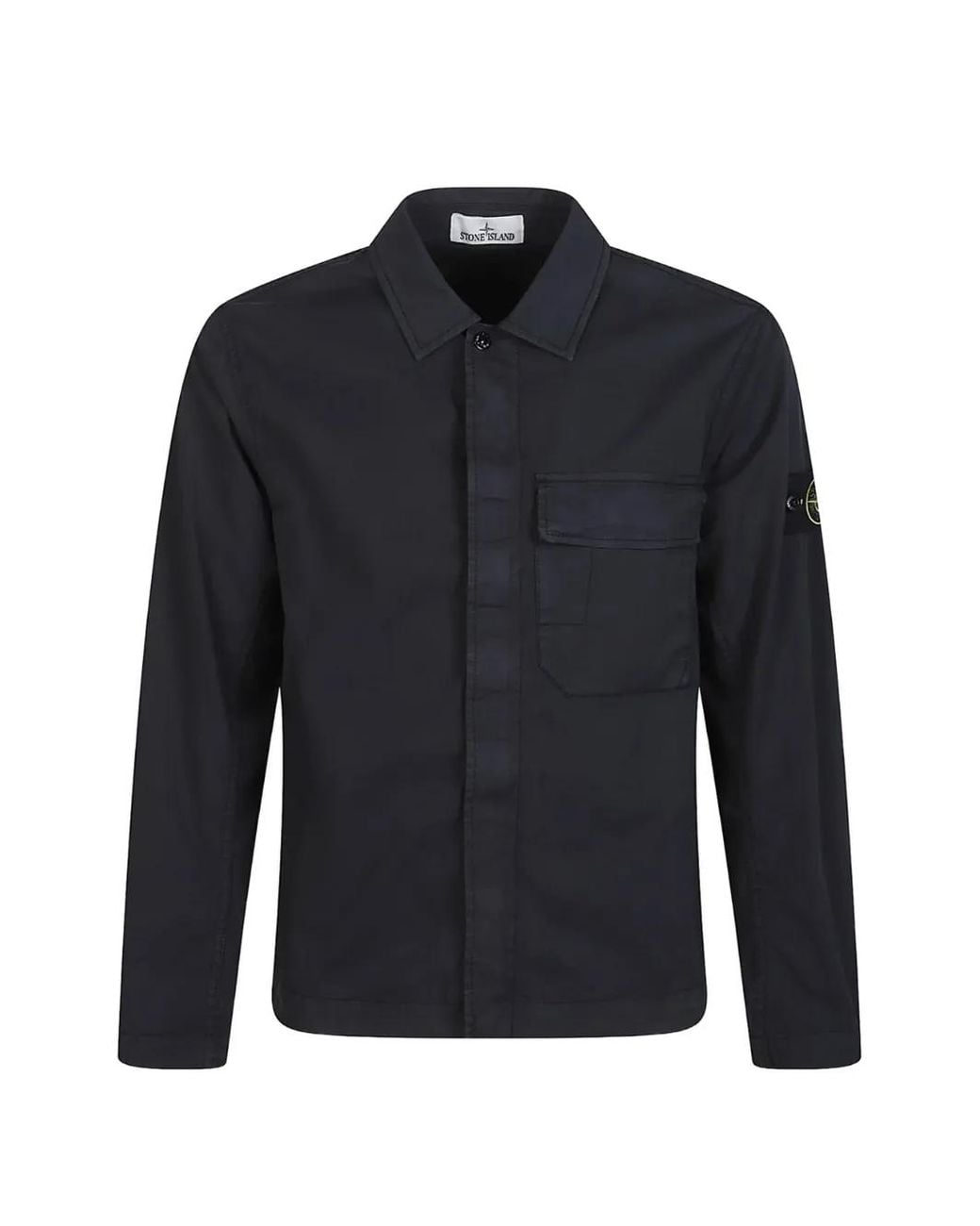 Stone Island Blue Surchemise À Poches Poitrine for men