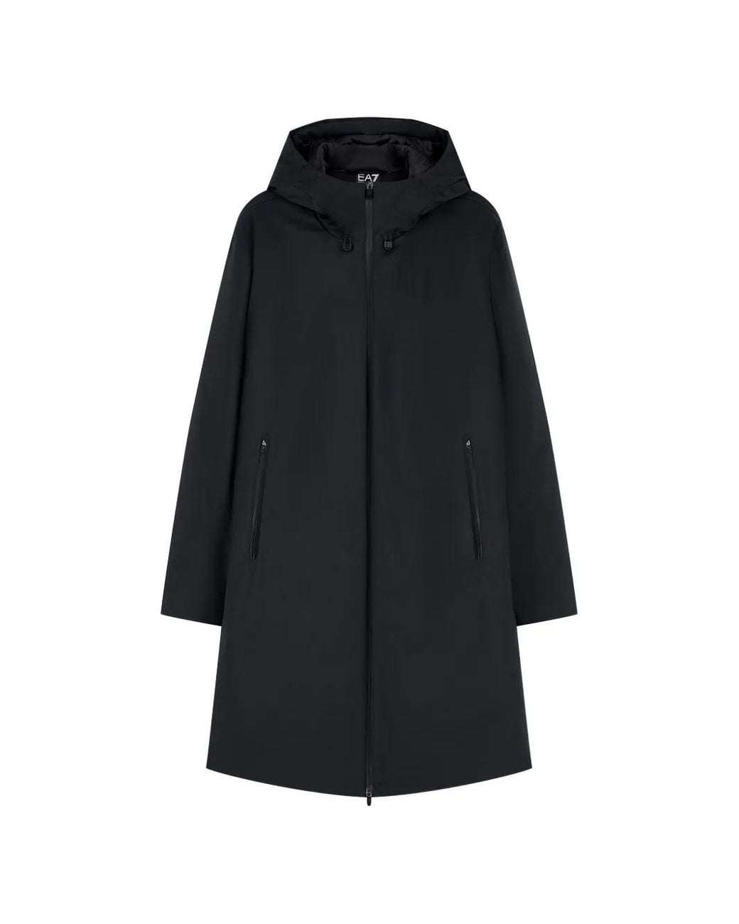 EA7 Blue Hooded Zip-Up Coat for men