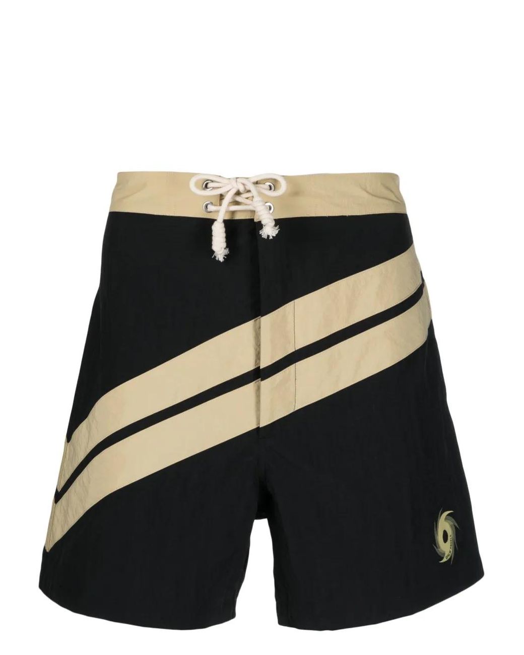 Palm Angels Black Diagonal-stripe Swim Shorts for men