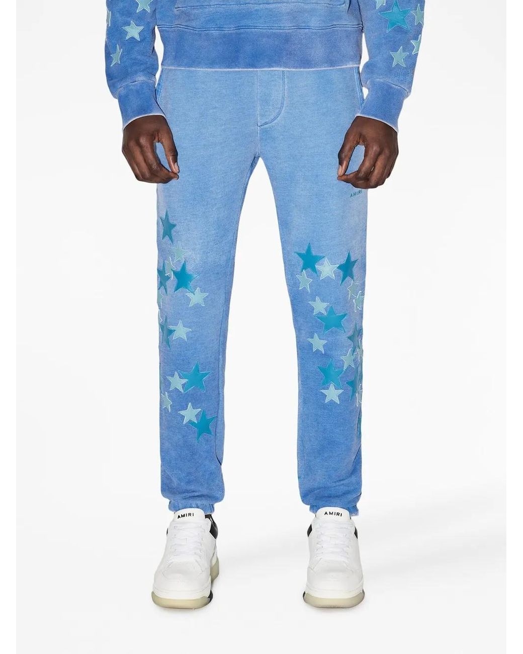 Amiri Blue Star-Patch Cotton Track Pants for men