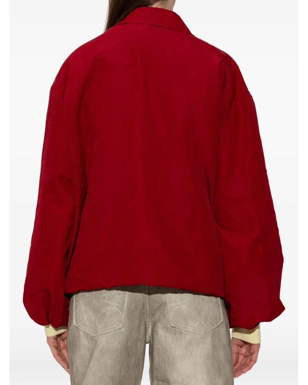 Loewe Draped-Detail Embroidered-Logo Zip-Up Jacket