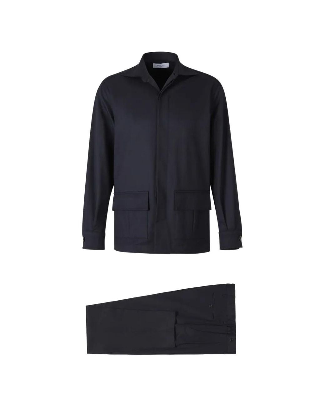 Boglioli Blue Pleated-Detail Flap-Pocket Suit for men