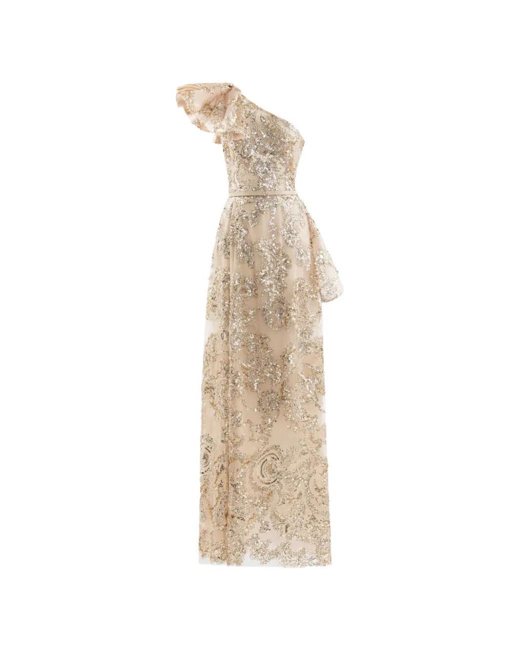 Saiid Kobeisy White Crystal-Embroidered Maxi Dress