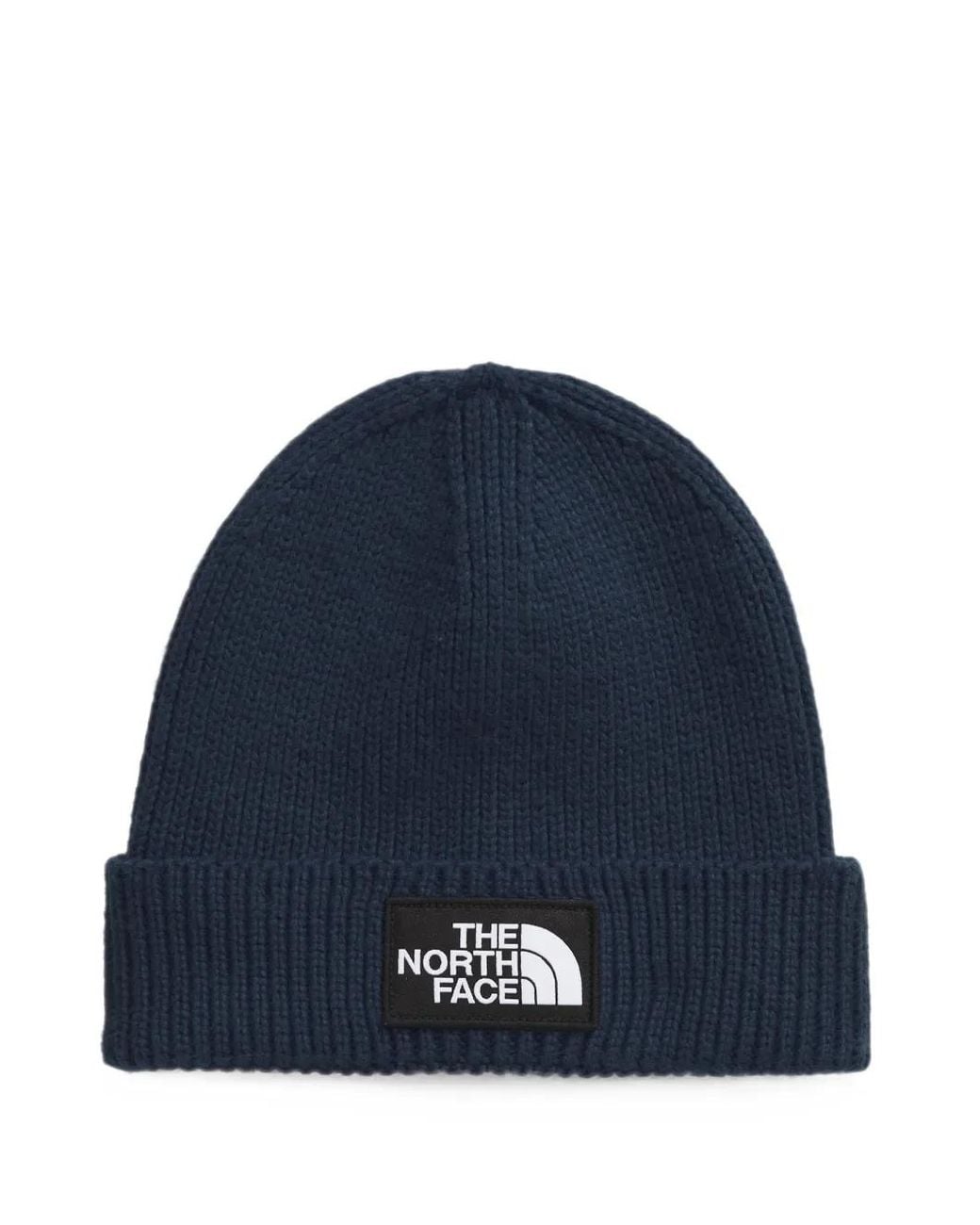 The North Face Blue Logo-Patch Beanie Hat for men