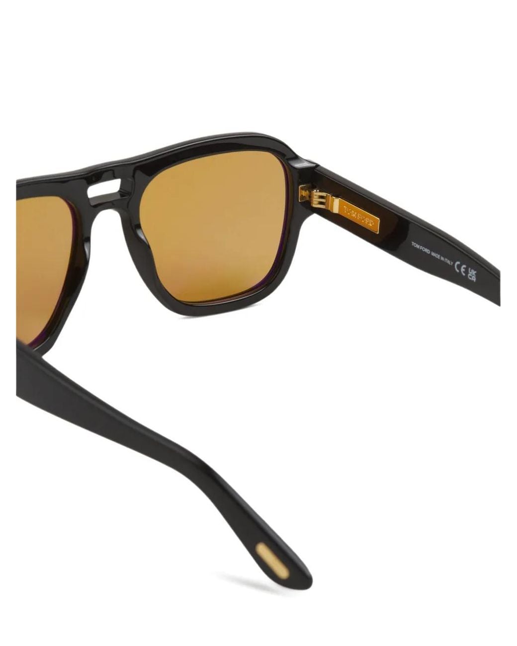 Tom Ford Black T-Logo Pilot-Frame Sunglasses