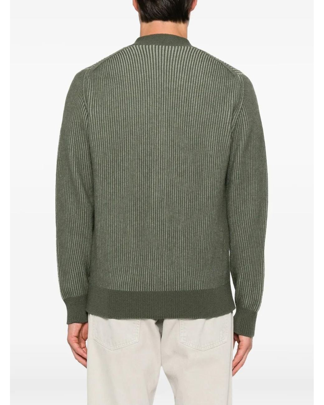 FILIPPO DE LAURENTIIS Green Cardigan Côtelé À Poche Avant for men