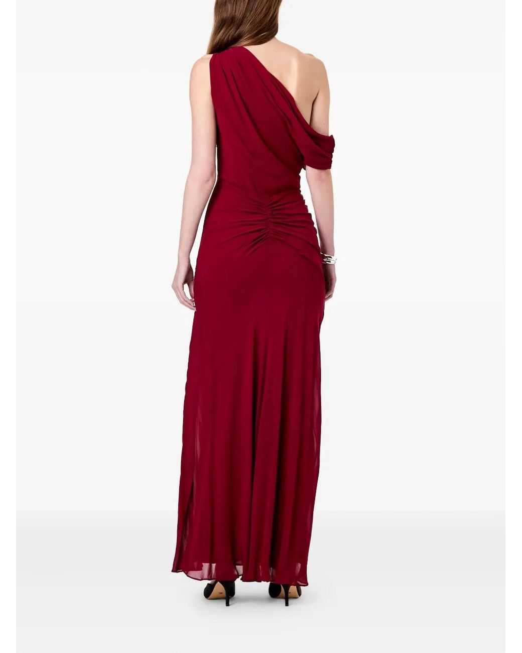 Nicholas Red Elza One-Shoulder Ruched Maxi Dress