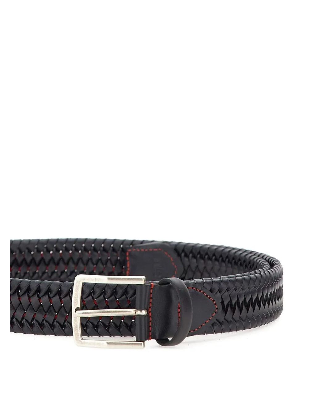 Athison White Woven Pin-Buckle Belt for men