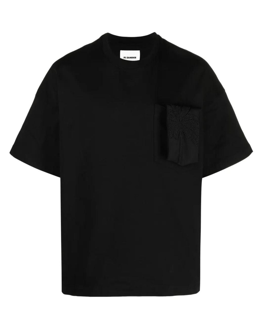 Jil Sander Black Patch-Pocket Cotton T-Shirt for men