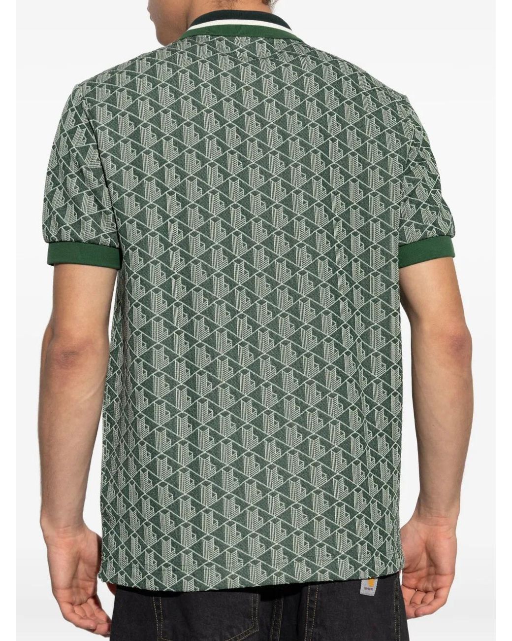 Polo Con Monograma En Jacquard Lacoste de hombre de color Green