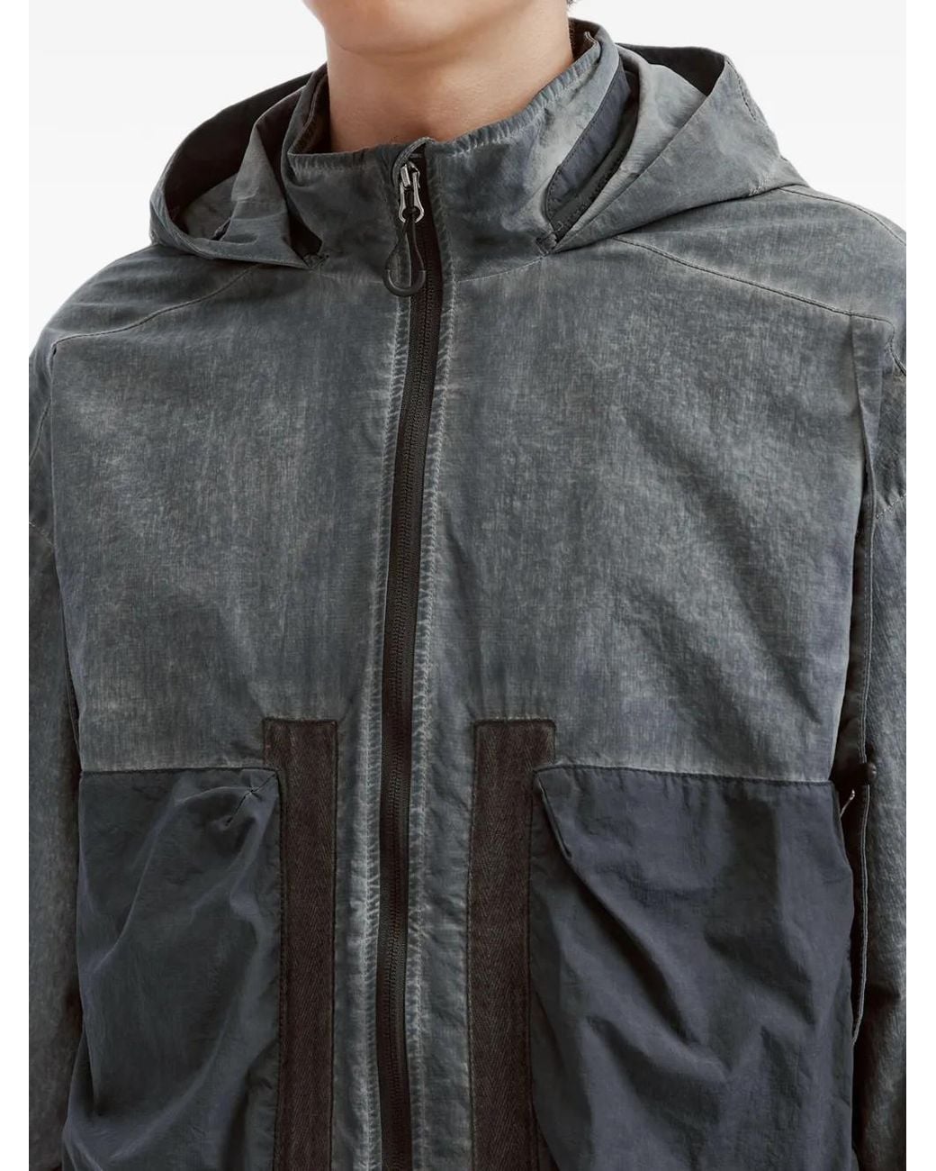 FIVE CM Gray Panelled Hooded Jacket for men