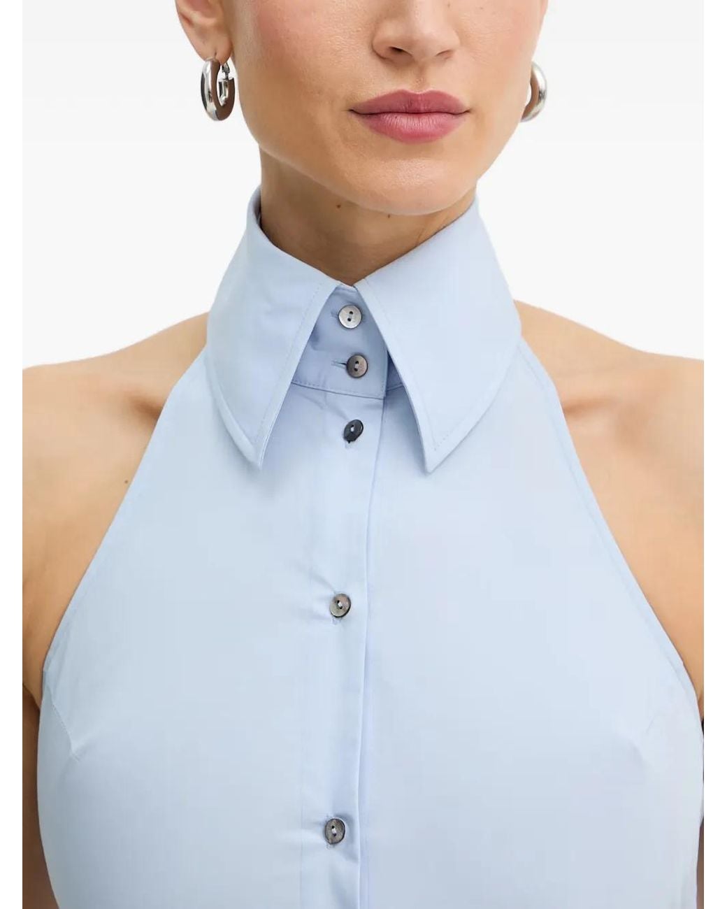Karl Lagerfeld Blue Tie Back Sleeveless Shirt