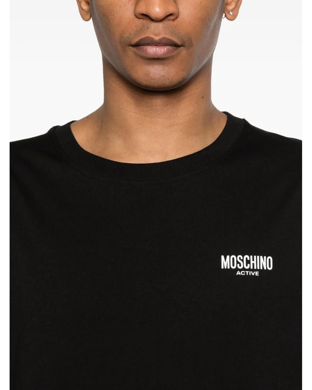Moschino Black Cotton Logo T-Shirt for men
