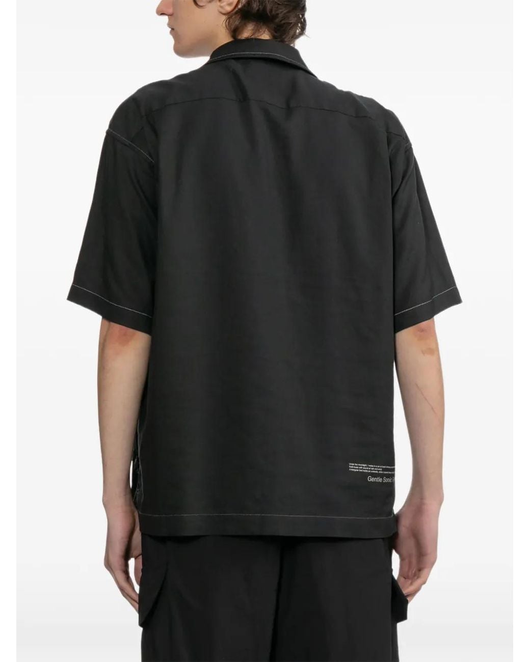 And Wander Black Embroidery Short Sleeve Shirt for men