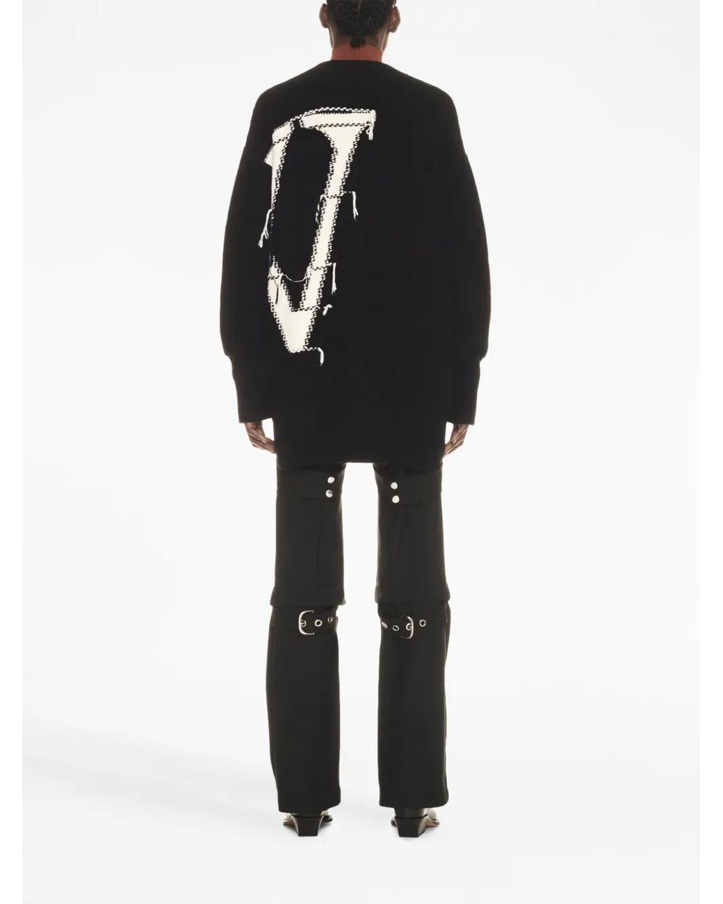 Off-White c/o Virgil Abloh Black Logo-intarsia Wool Cardigan for men