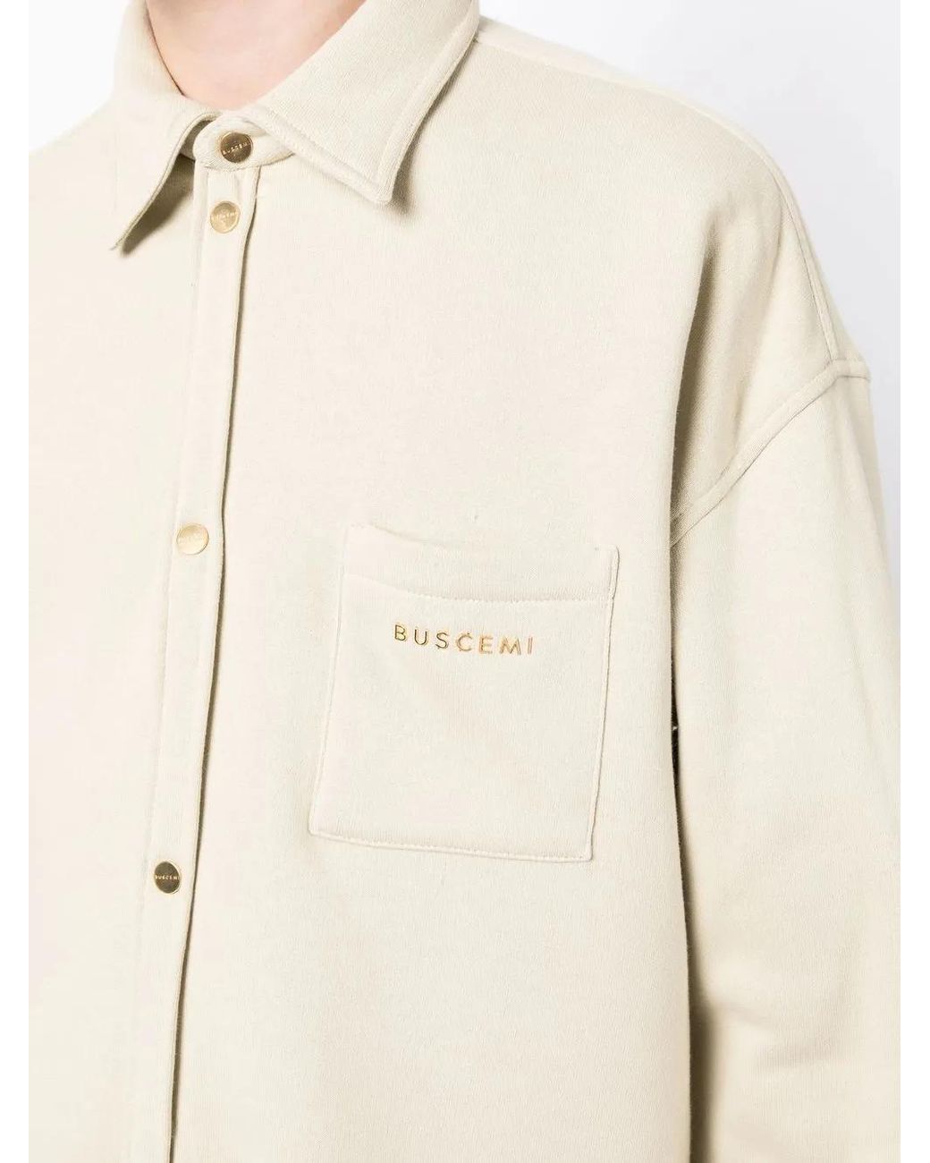 Giacca-Camicia Con Logo di Buscemi in Natural da Uomo