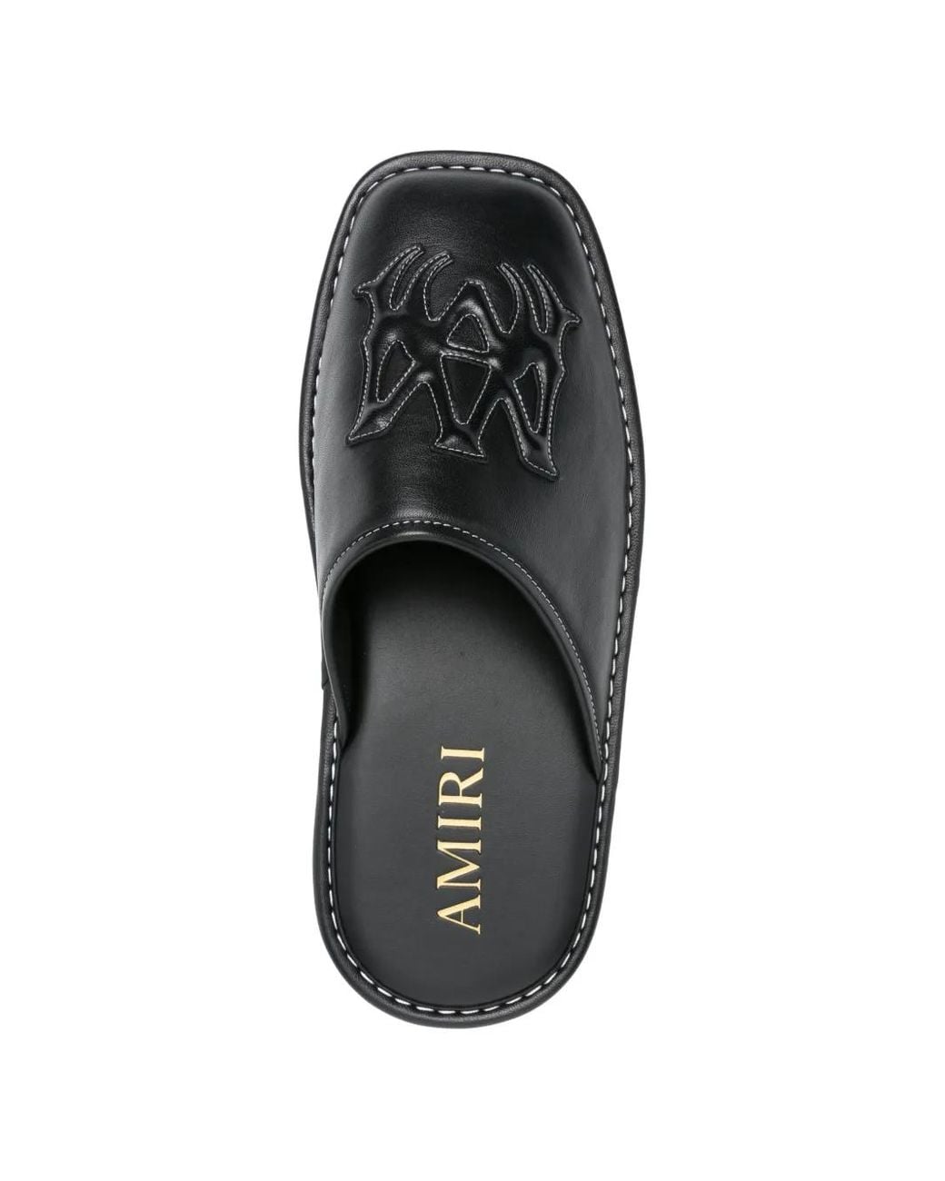 Amiri Black Ma Appliqué Leather Slippers for men