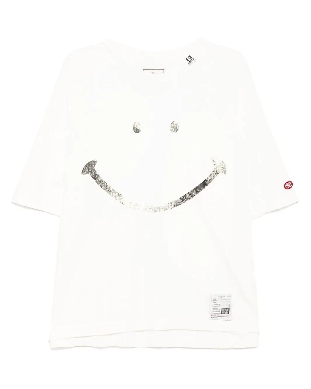 Maison Mihara Yasuhiro Smily Face Printed T-Shirt in White