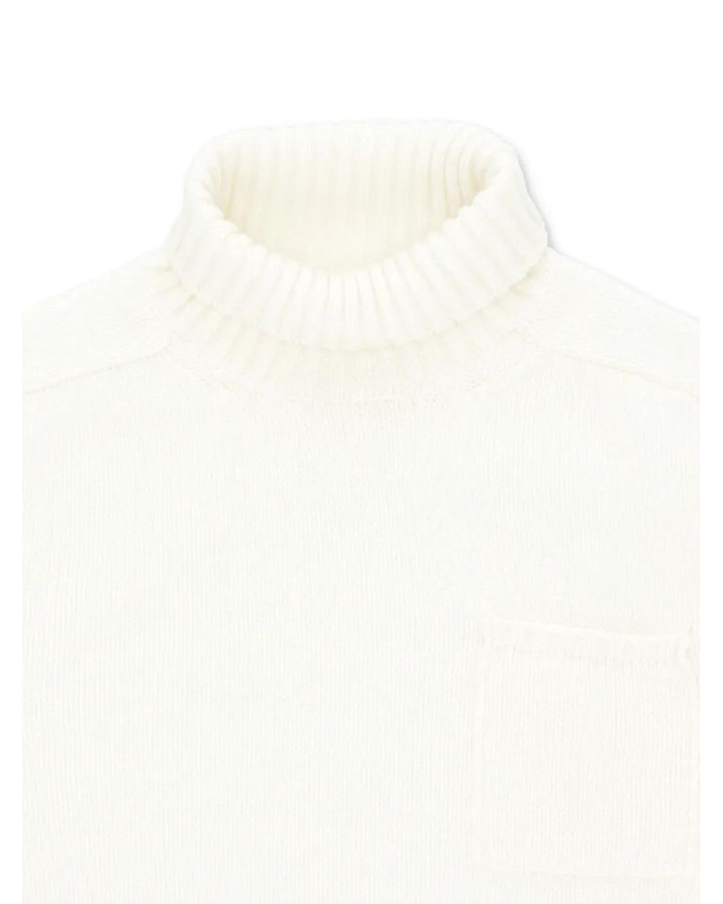 Fortela White Mallory Pocket Ribbed Turtleneck Sweater for men