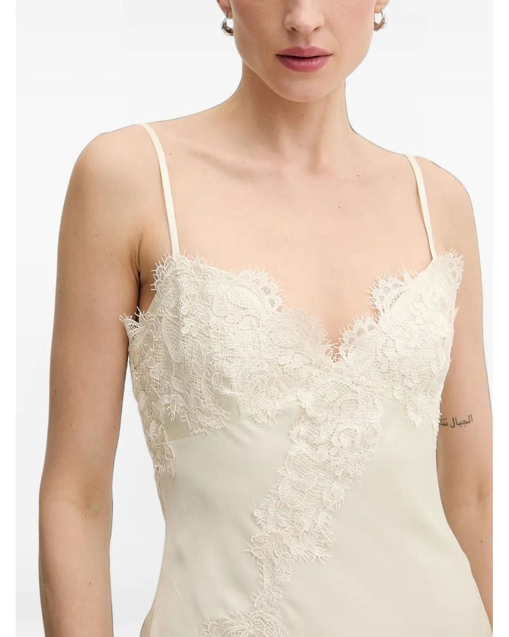 Bardot White Alerie Lace-Trim Side-Slit Mini Dress