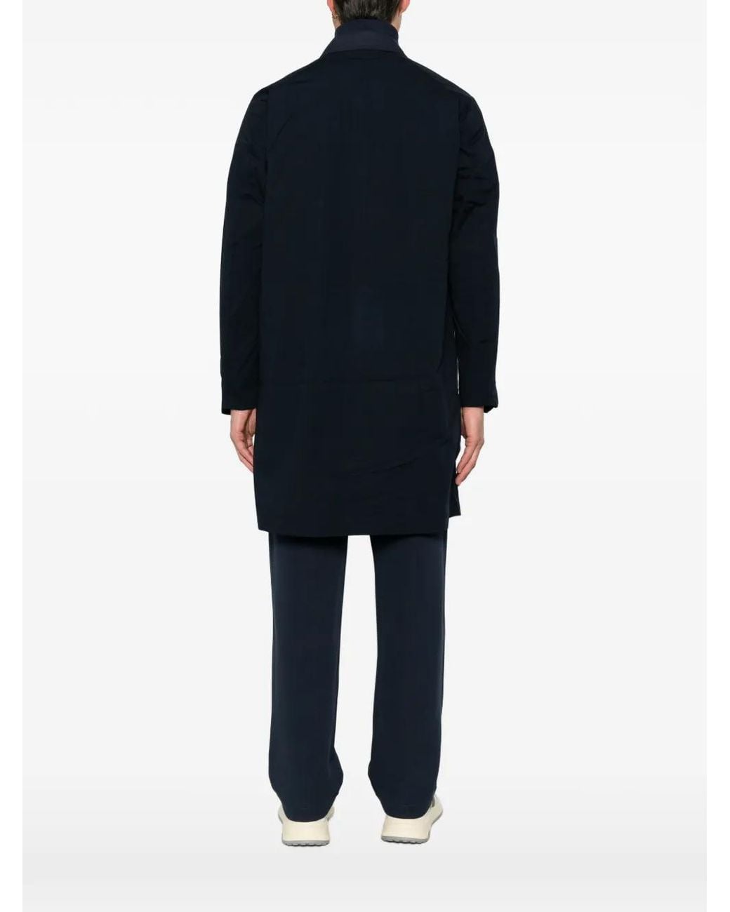 MACRON Blue Logo-Patch Button-Up Coat for men