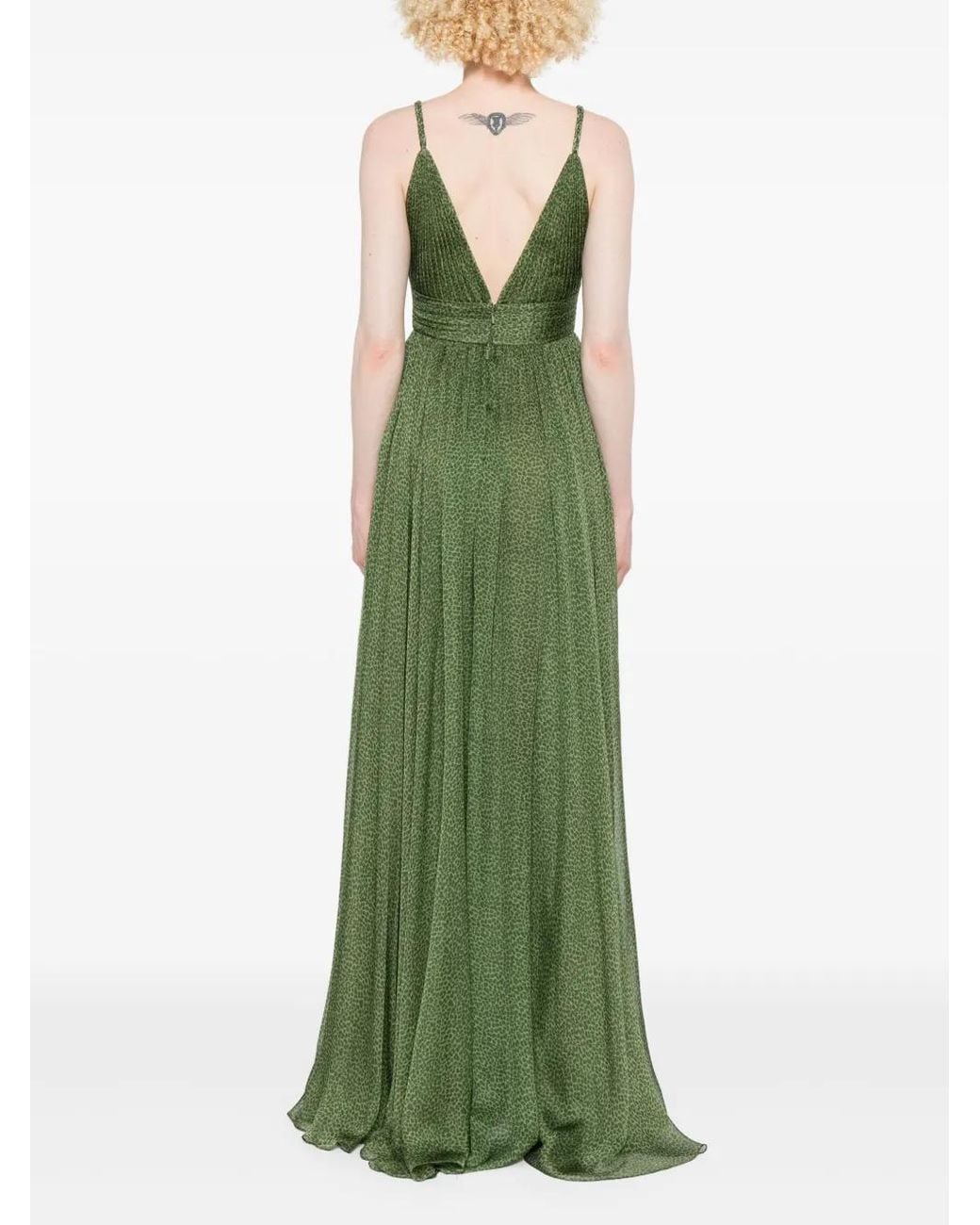 Elie Saab Green Silk Dress