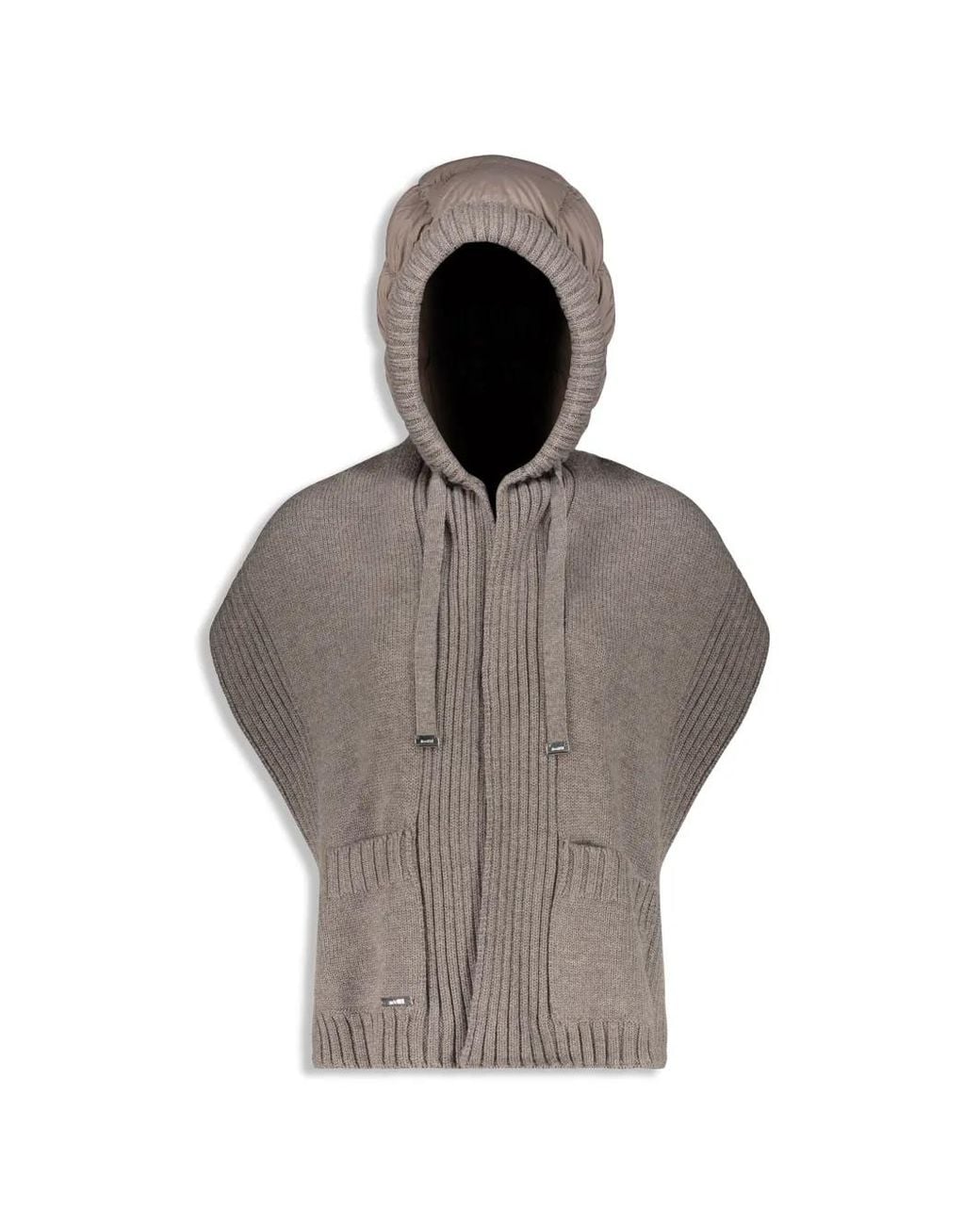 Moorer Gray Hooded Ribbed Scarf