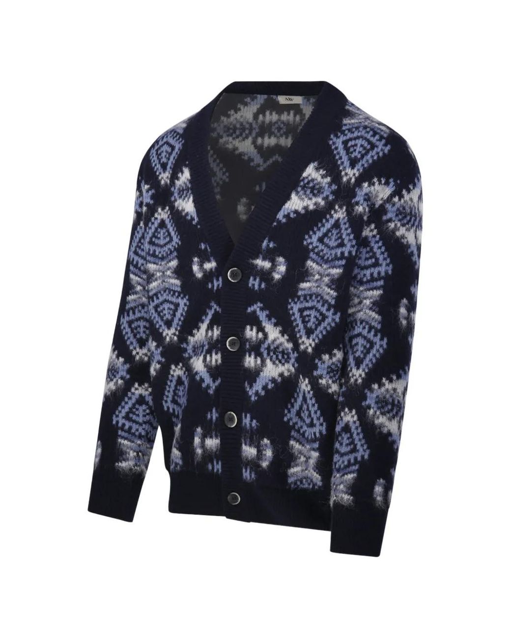 Altea Blue Geometric-Pattern Cardigan for men