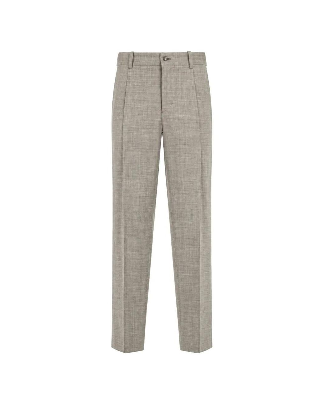 Billionaire Gray Pleated Virgin Wool Trousers for men