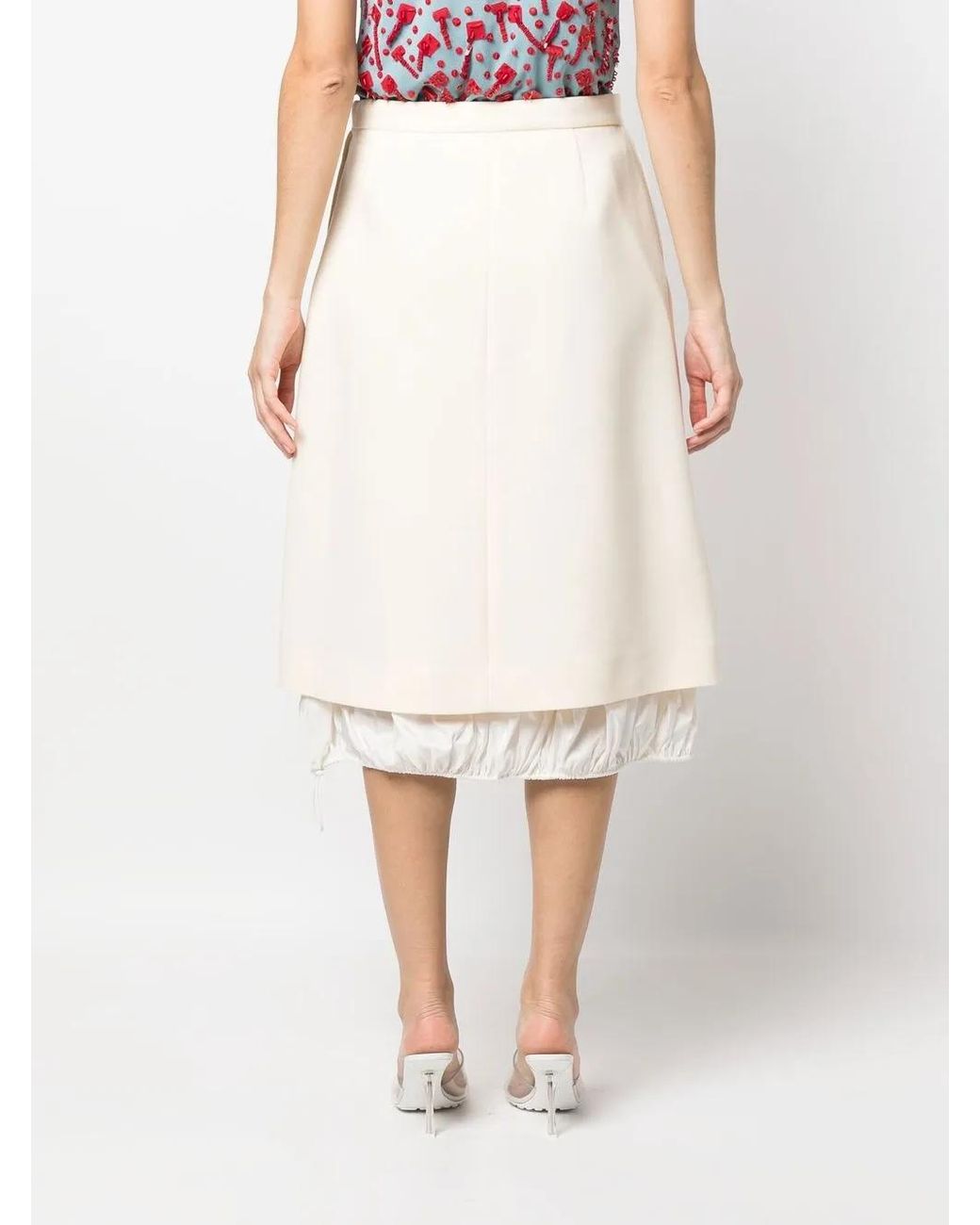 Tory Burch Natural Double-Faced Wool Midi Skirt