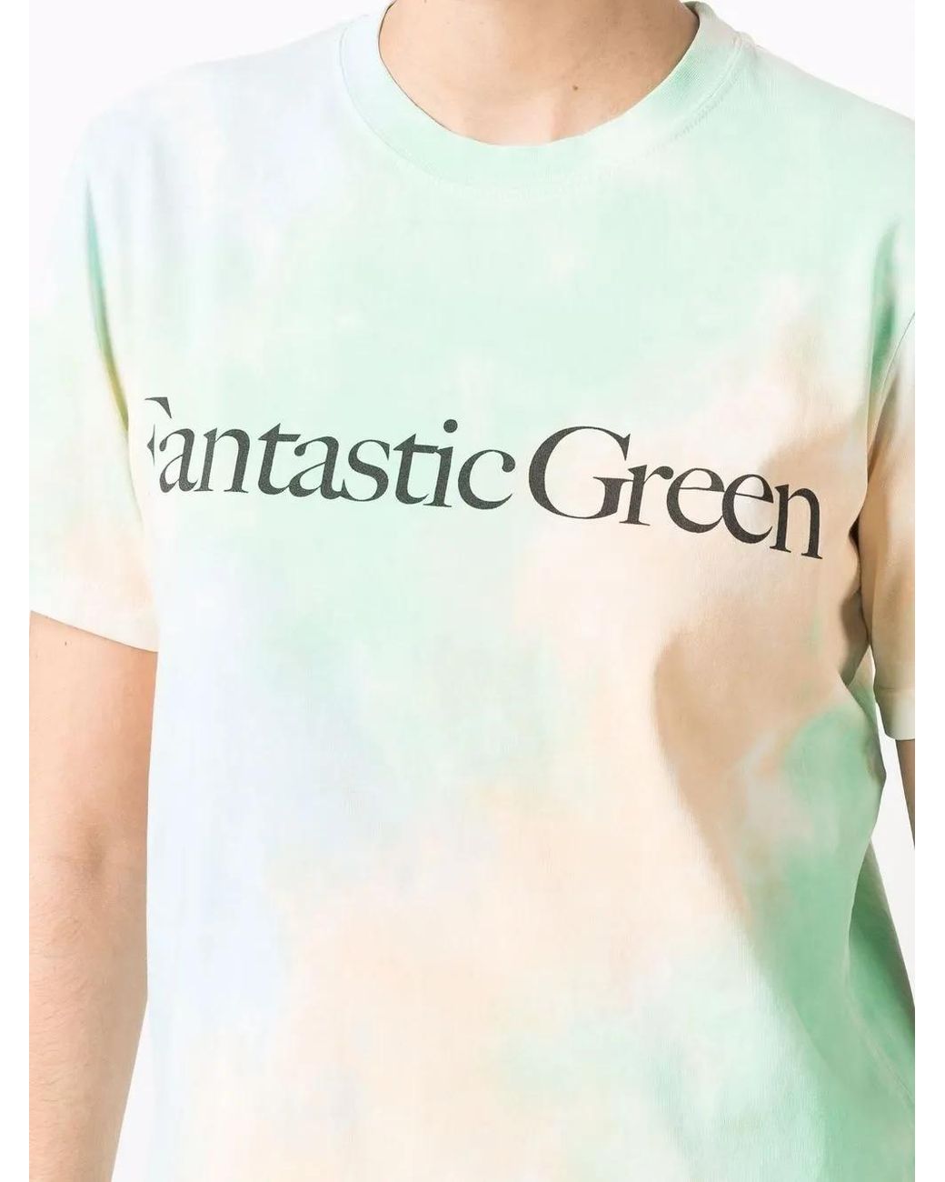 MSGM Green Slogan-Print Cotton T-Shirt