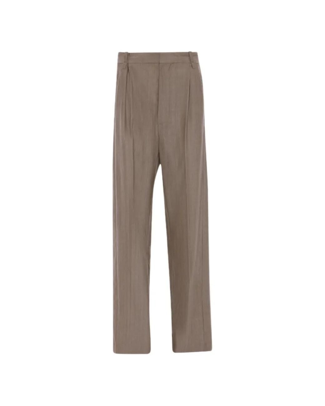 Victoria Beckham Gray Limestone Herringbone Wool Trousers With Pleats Detailing