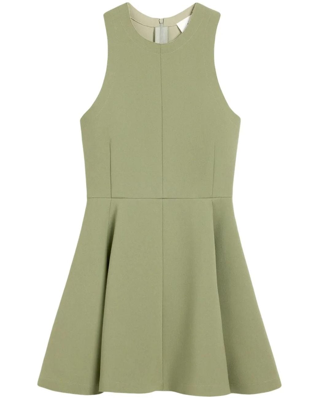 AMI Green Virgin-Wool Skater Minidress