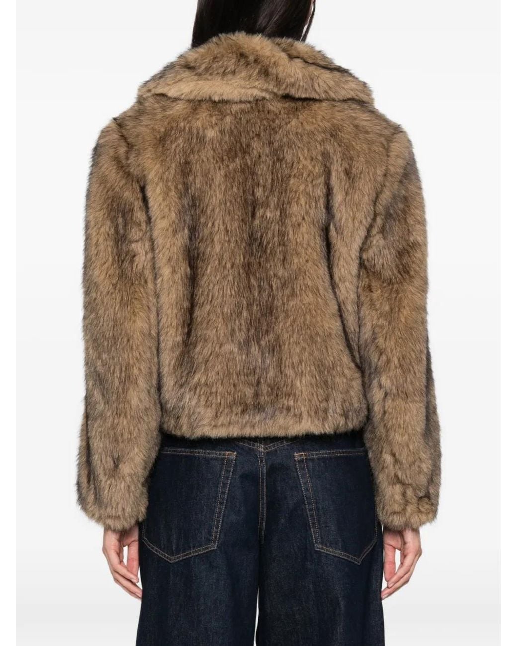 Drykorn Brown Faux-Fur Notched-Lapel Jacket