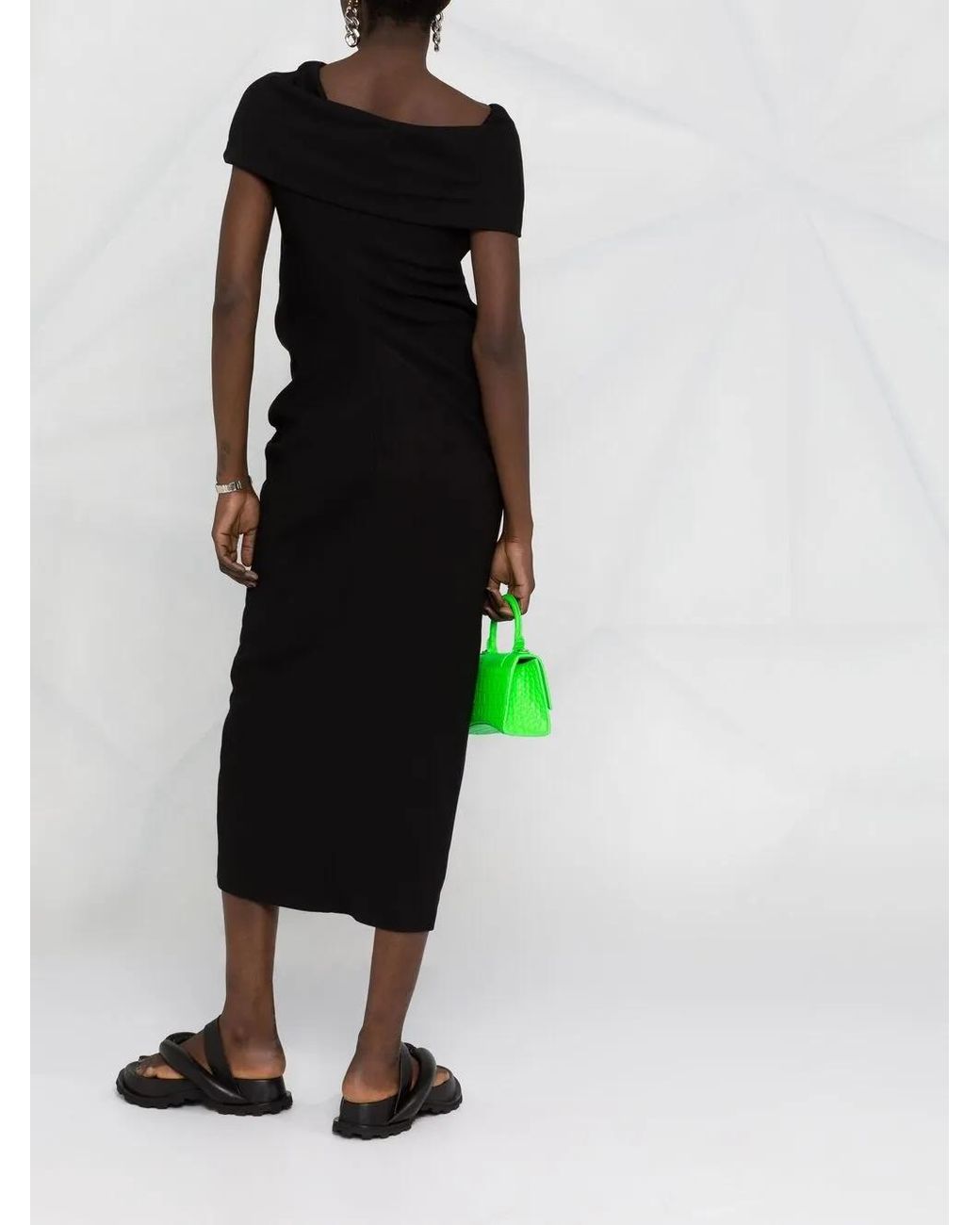 Ambush Black Asymmetric Mid-Length Dress