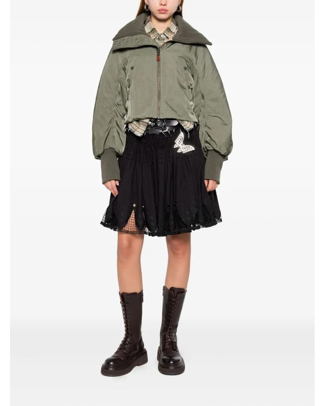 R13 Green Zip-Up Bomber Jacket