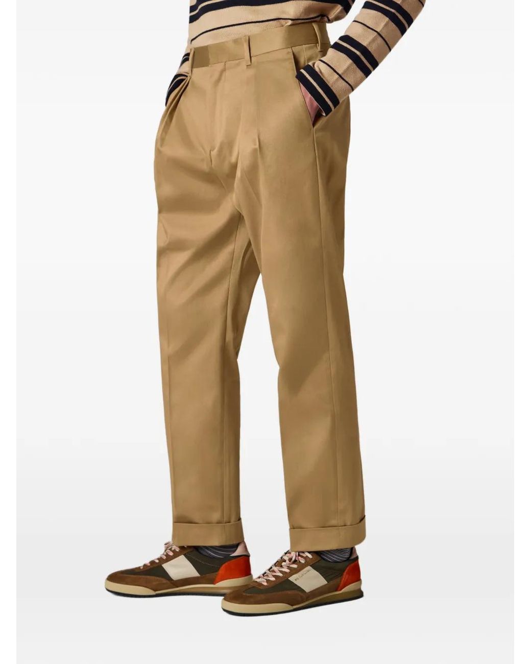 Paul Smith Natural Stretch Cotton-Twill Double-Pleat Trousers for men